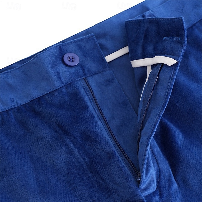 Men's Dress Pants Disco Pants Flared Pants Bell Bottom Trousers Pocket Plain Comfort Soft Full Length Outdoor Party Daily Fashion Streetwear Blue Green Micro-elastic2