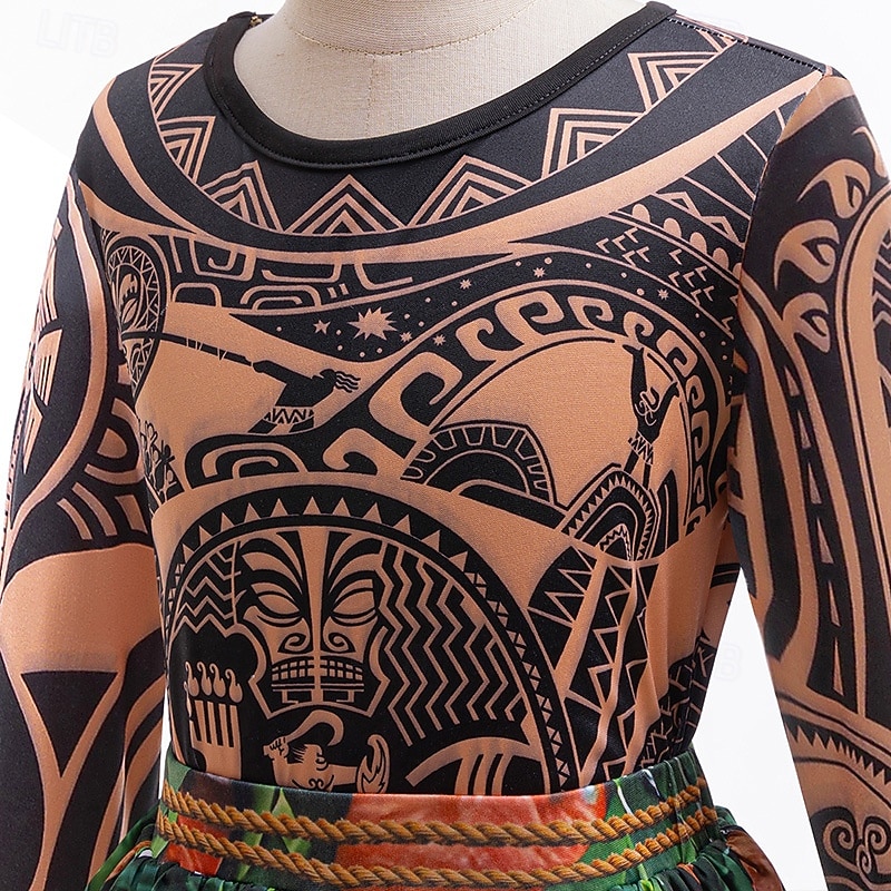 Moana Maui Costume Skin Suit Bodysuits Movie TV Theme Costumes Movie Cosplay for Boys Kid's Carnival Children's Day World Book Day Performance Party4