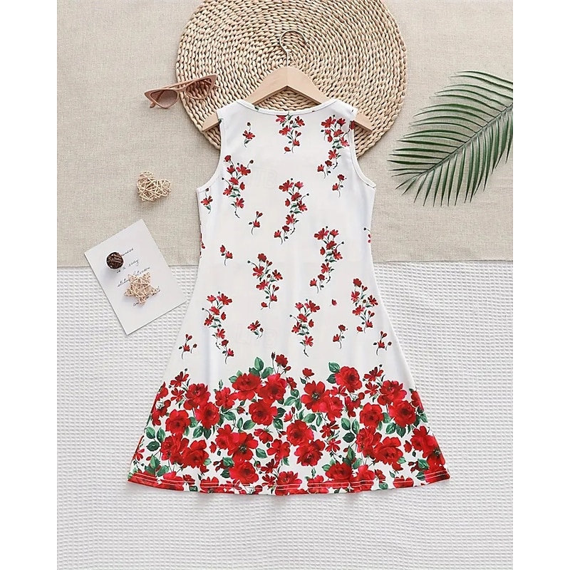 Easter Girls' 3D Floral Graphic Dress Sleeveless Summer Spring Vacation Daily Holiday Princess Beautiful Sweet Kids 4-12 Years Casual Dress A Line Dress Knee-length Regular Fit2