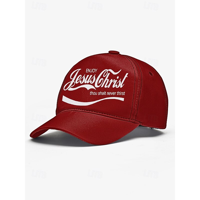 Religious Printed Baseball Cap with 'Enjoy Jesus Christ Thou Shalt Never Thirst' Design, Adjustable Christian Hat for Men and Women, Perfect for Casual Wear, Church Events, and Faith-Based Gifts4