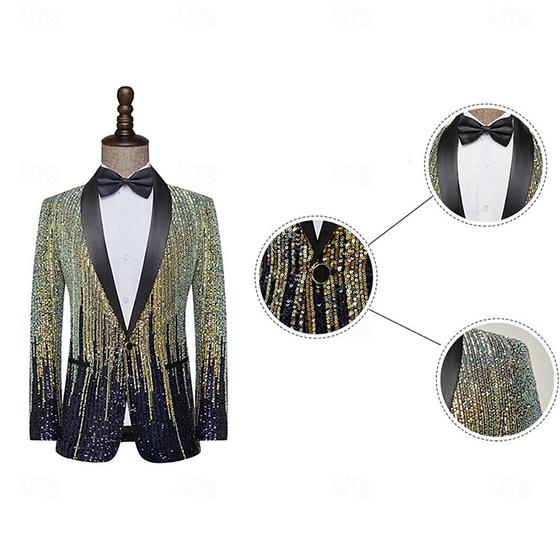 Disco 1980s Lapel Collar Blazer Disco Sequins Fancy Dress Men's Halloween Masquerade Party Club Pride Parade Adults' Coat Fall & Winter4