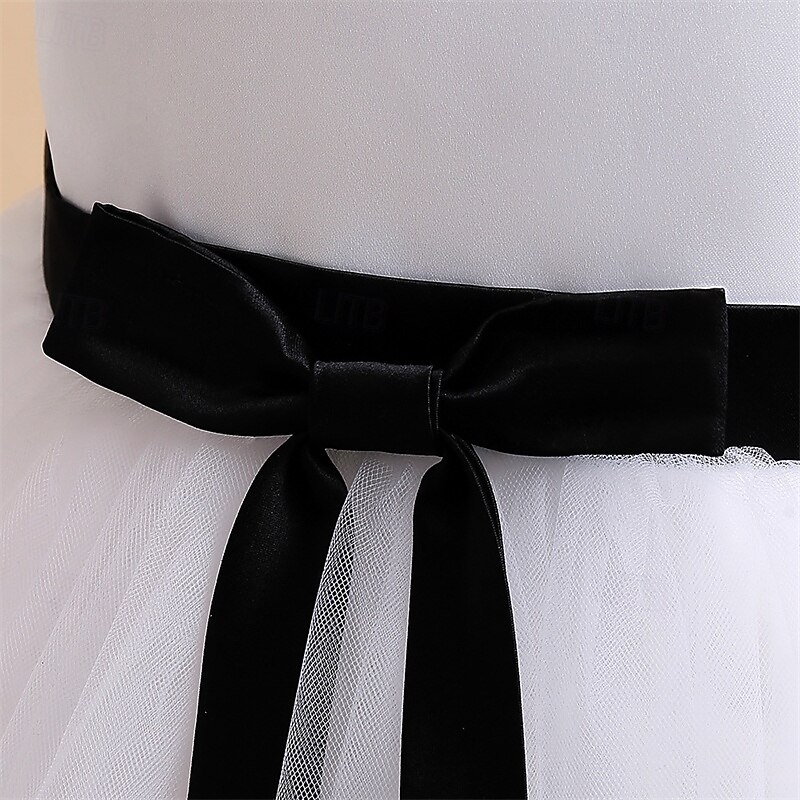 Kids Girls' Party Dress Color Block Sleeveless Performance Wedding Party Tie Knot Beautiful Sweet Polyester Maxi Party Dress Swing Dress A Line Dress Summer 4-12 Years White Champagne Pink3