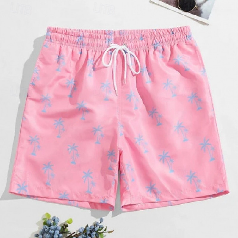 Men's Swim Trunks Swim Shorts Board Shorts Bathing Suit Drawstring with Pockets Swimming Surfing Beach Water Sports Tropical Printed Summer Spring