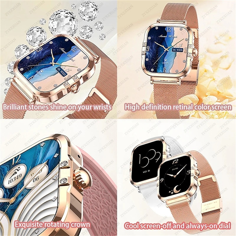 HK82 Fashion Women Smart Watch Amoled HD Screen Bluetooth Calling Wristband Girl Sport Fitness Tracker Lady Smartwatch3