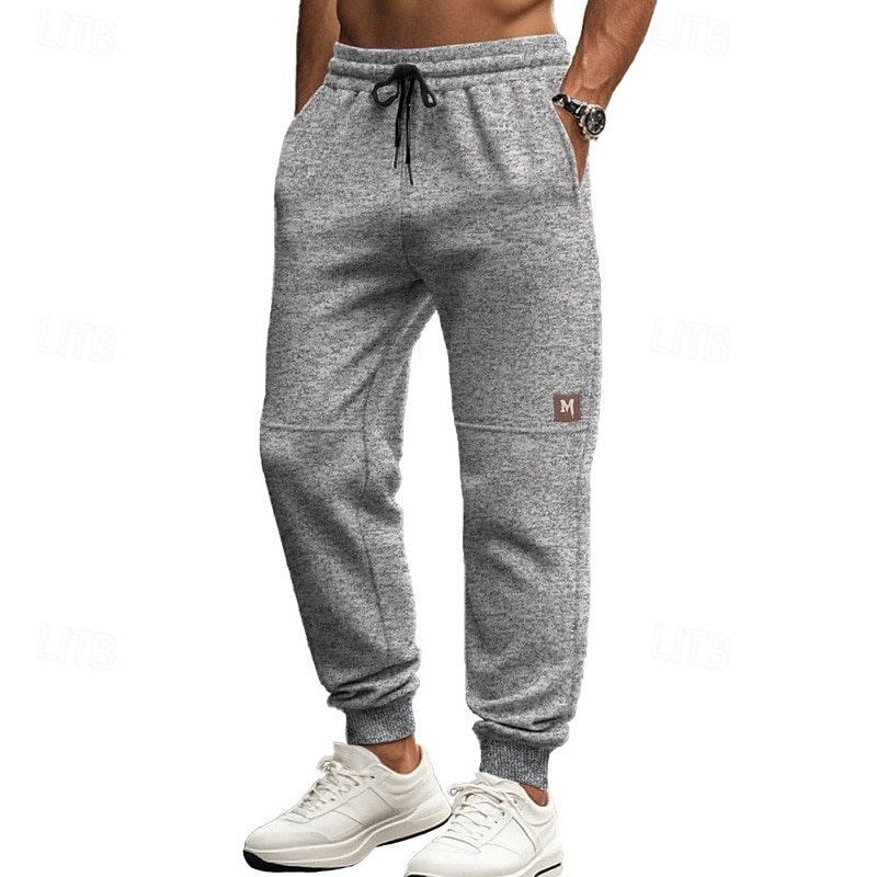 Men's Sweatpants Joggers Trousers Casual Pants Drawstring Elastic Waist Plain Comfort Warm Full Length Outdoor Daily Running Sports Fashion Red Green