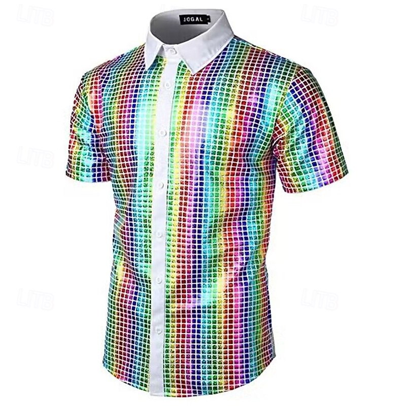 Men's Shirt Summer Shirt Casual Shirt Button Up Shirt Black Yellow Pink Red Royal Blue Short Sleeve Plain Lapel Vacation Prom Clothing Apparel Polyester Fashion Casual Comfortable3