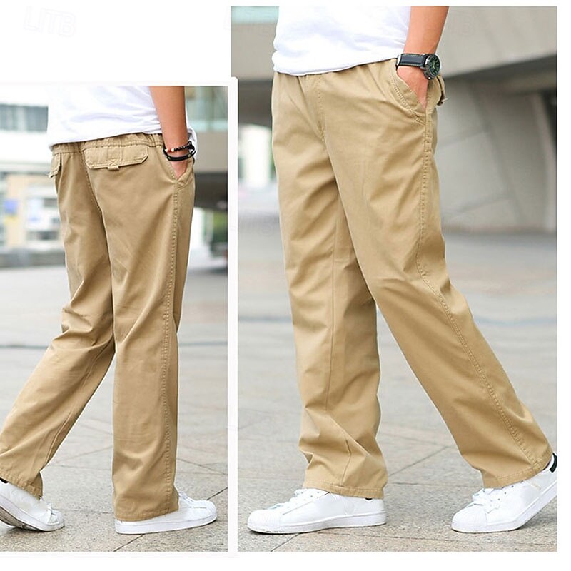 Men's Cargo Pants Trousers Pocket Drawstring Elastic Waist Plain Wearable Outdoor Daily Camping & Hiking Fashion Classic Black Yellow2