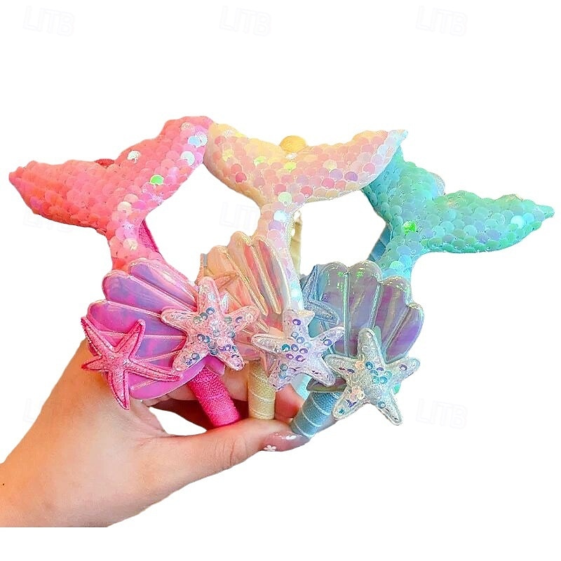 Kids Girls' Hair Accessories Active Sweet Party Birthday Mermaid White Pink4