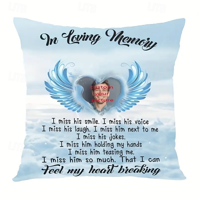 Custom Memorial Pillow Cover Photo Cushion Cover Throw Pillow Sympathy Gift Personalized Memorial Gifts In Loving Memory