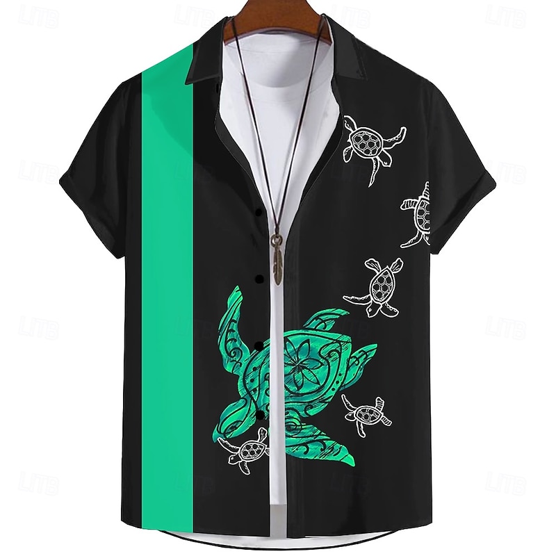 Men's Turtle Casual Shirt Summer Hawaiian Shirt Aloha Shirt Short Sleeve Hawaiian Resort Vacation Causal Casual Summer Spring Turndown Button Up Yellow Blue Green Gray2