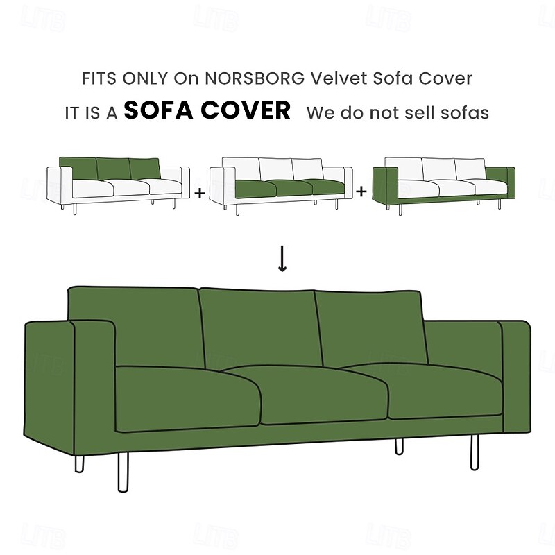 Velvet Sofa Cover Solid Color Quilted Velvet Slipcovers NORSBcover LITB PRIME cover2