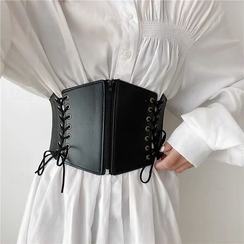 Punk & Gothic Medieval Renaissance Corset Waist Belt Zip-Up Fancy Dress Women's Celtic Pirate Fantasy Halloween Carnival Mardi Gras Party LARP Adults' Belt4