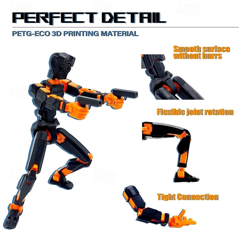 (Assembly Completed) T13 Action Figure Set 3D Printed Toys Robo 13 Action FigureDummy 13 Titan 13 Action Figure (Black  Orange)4