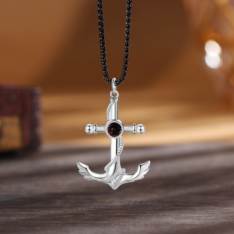 Personalized Anchor Projection Necklace Custom Best Gift for Dad, Couple Jewelry for Husband, Wedding, Father's Day, Boyfriend, Romantic Keepsake Gift4