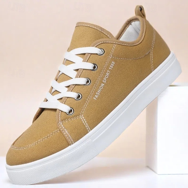 Men's Casual Canvas Sneakers – Lightweight Lace-Up Shoes with Durable Sole for Everyday Wear and Outdoor Activities