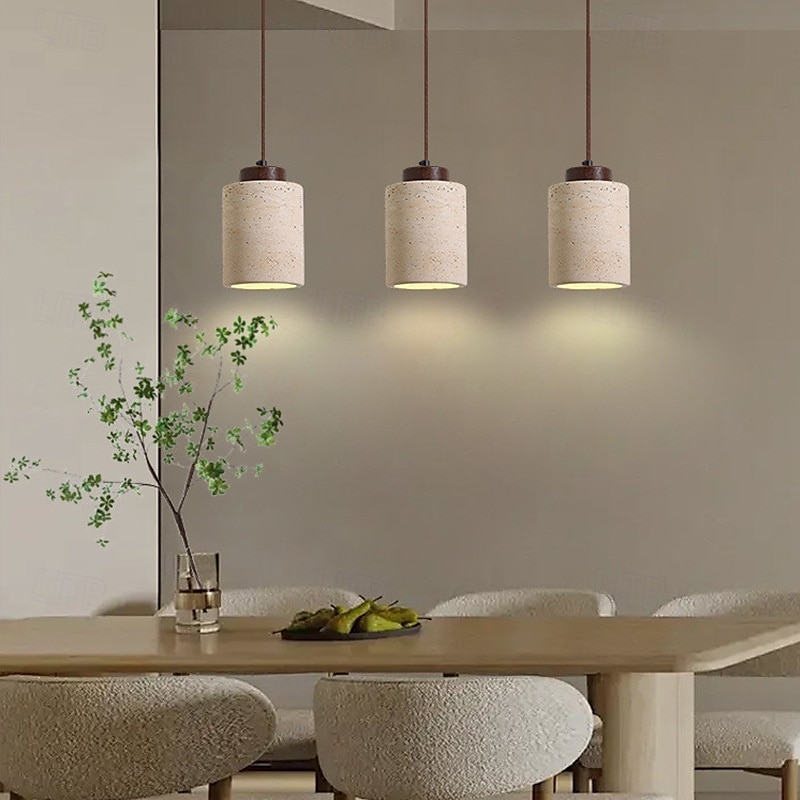 Nordic Natural Stone Pendant Light Cylinder Small Mid Century Modern Hanging 85-265V