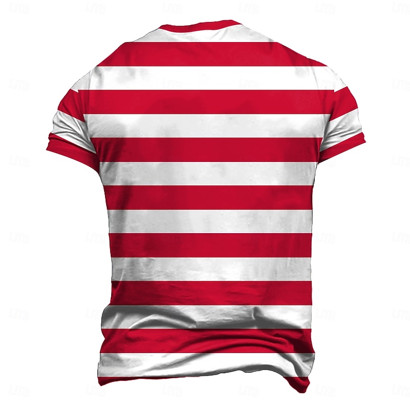 Mens Green White Striped Short Sleeve T-Shirt4