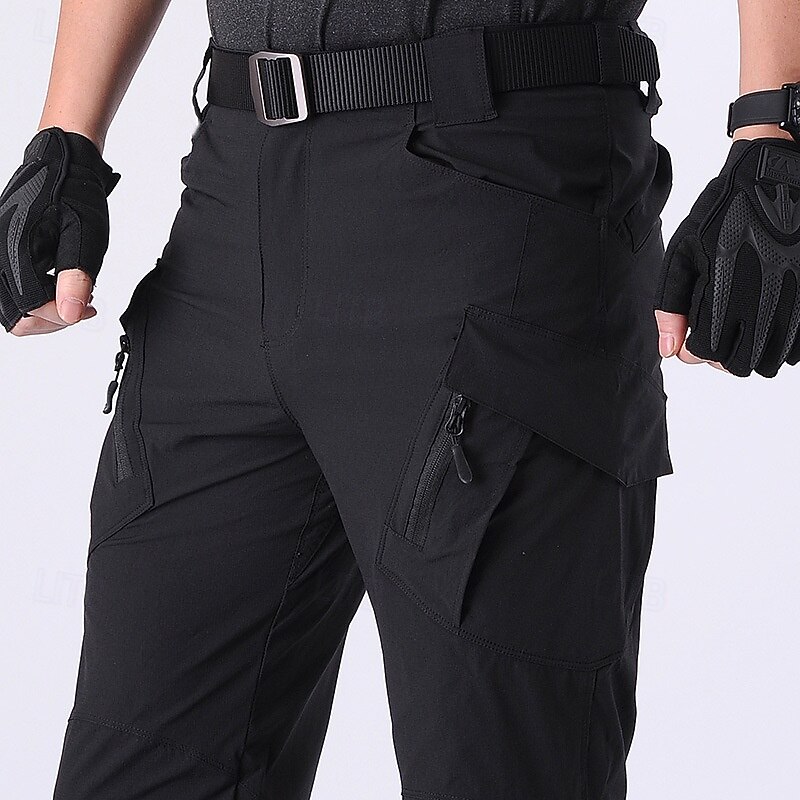 Men's Cargo Pants Cargo Trousers Tactical Pants Trousers Hiking Pants Elastic Waist Multi Pocket Plain Waterproof Quick Dry Full Length Outdoor Casual Camping & Hiking Fashion Streetwear Black Green2