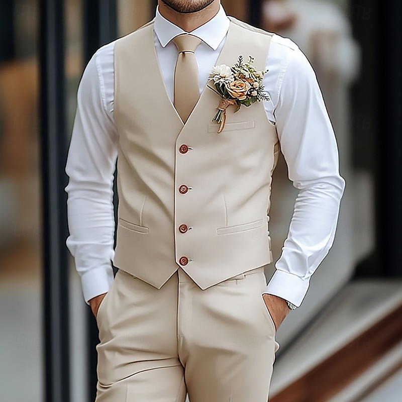 Men's Wedding Beach Wedding Suits Navy Blue Sage Fashion Casual Solid Colored Tailored Fit 2 Piece