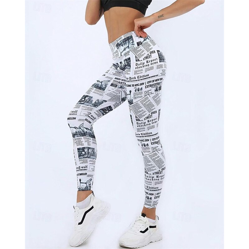 Women's Yoga Pants Yoga Leggings High Waist Pilates Gym Workout Workout Tights Color Block White Green Fall Sports Activewear Stretchy Slim4