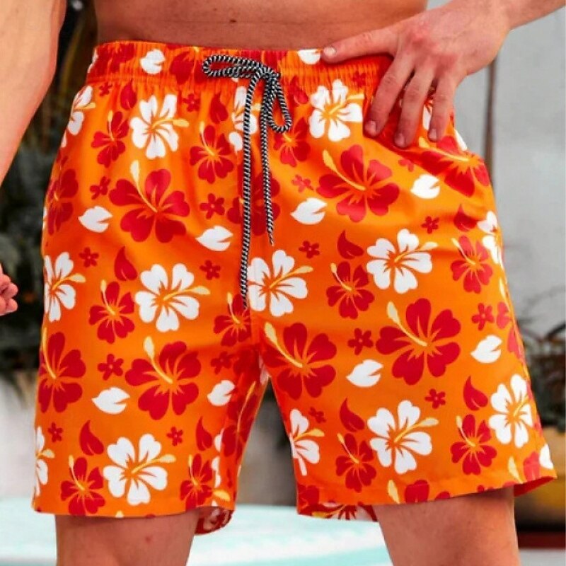 Men's Swim Trunks Swim Shorts Board Shorts Bathing Suit Drawstring with Pockets Swimming Surfing Beach Water Sports Floral Summer Spring2