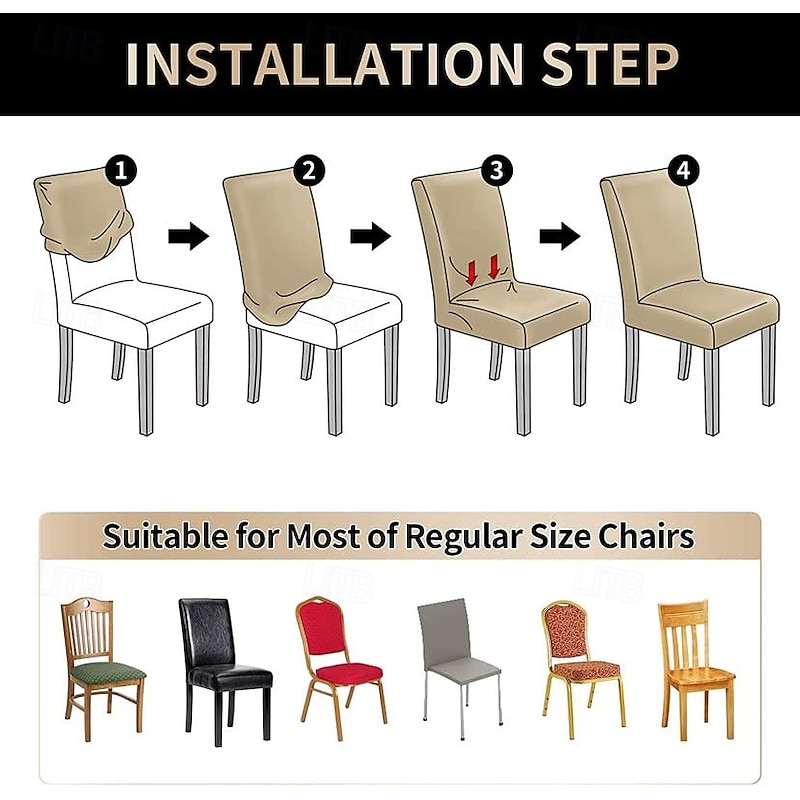 Elastic Jacquard Chair Covers for Dining Room High Back Dining Dair Removable Washable Chair Cover Protector Slipcovers3