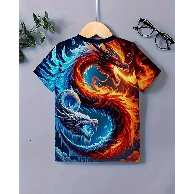 Boys 3D Graphic Dragon T shirt Tee Short Sleeve Summer Spring Fashion Basic Kids 4-12 Years Crew Neck Outdoor Casual Daily Regular Fit2