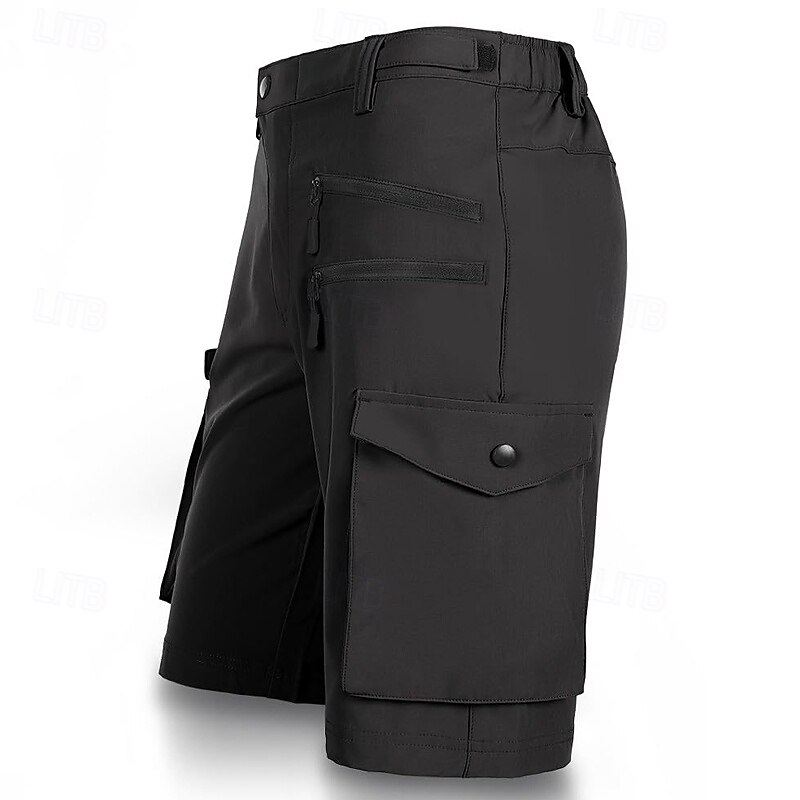 Men's Cargo Shorts Camping Shorts Shorts Hiking Shorts Elastic Waist Multi Pocket Plain Waterproof Quick Dry Knee Length Sports Outdoor Daily Camping & Hiking Classic Style Athleisure Black Blue4