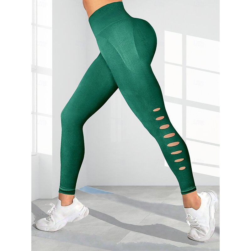 Women's Yoga Pants Yoga Leggings Patchwork Cut Out Basic Butt Lift Tummy Control High Waist Pilates Gym Workout Workout Cropped Leggings Tights Fashion Black Dark Green Brown Fall Winter Sports3