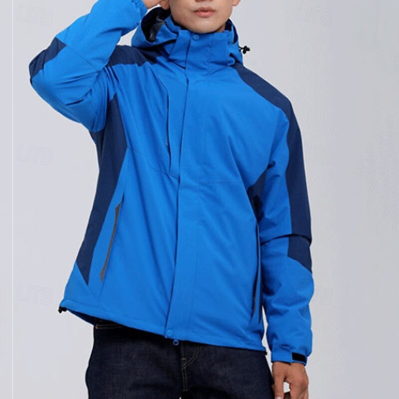 Men's Softshell Jacket Hiking Jacket Winter Outdoor Color Block Windproof Water Resistant 3-in-1 Jacket Fleece Jackets Windbreaker Jacket Traveling Black Red Navy Blue Royal Blue Blue4