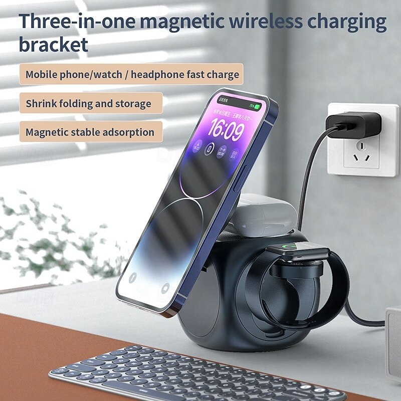 Wireless Charger Wireless Charging Station CE Certified Magnetic 3 in 1 For Smart Watch Compatible with any wireless charging enabled devices4