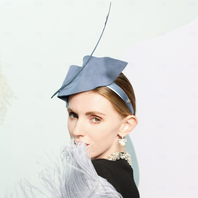 Headbands 100% Wool Top Hat Wedding Cocktail Elegant Wedding With Feather Headpiece Headwear4