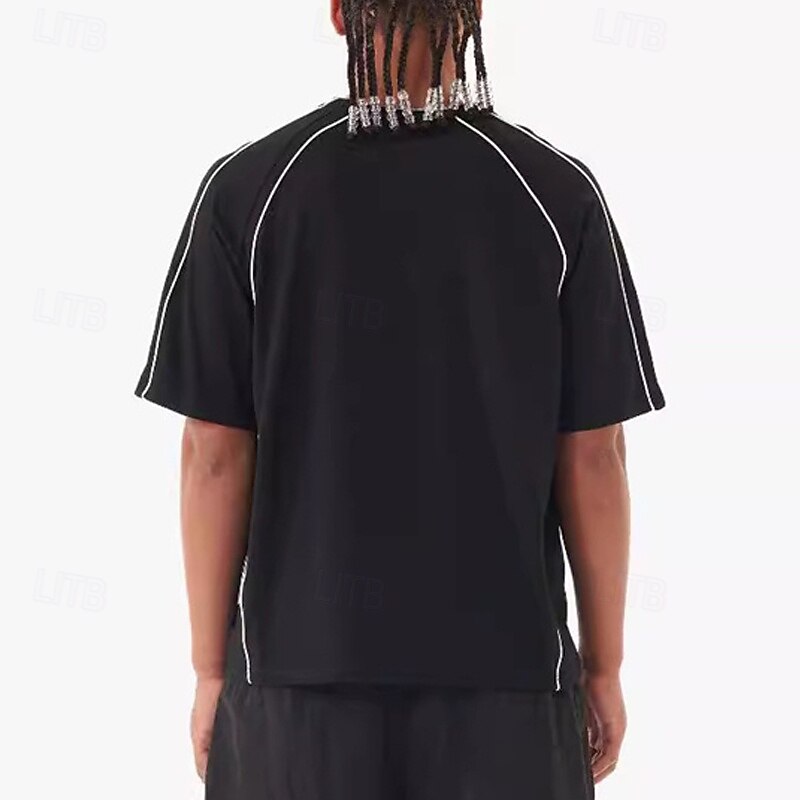 Men's T Shirt Tee Short Sleeve Shirt Tee Top Short Sleeve Crew Neck Spring & Summer Plain Fashion Designer Basic Patchwork Vacation Street Going out Black White Pink Top Tee for Men2