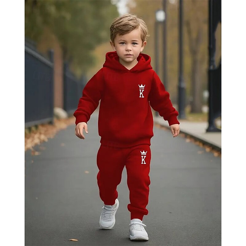 Boys 3D Graphic Hoodie & Sweatpants Set Sports Suit Tracksuits Long Sleeve Spring Fall Daily Basic Casual Kids 4-12 Years Hooded Outdoor Vacation Sports Tailored Fit