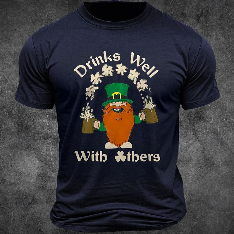 St. Patrick Men's Funny Beer St. Patrick's Day T Shirt Tee Top 100% Cotton Short Sleeve Graphic Shirt Black White Army Green Comfortable Tee Street Holiday Fashion Designer Clothing2