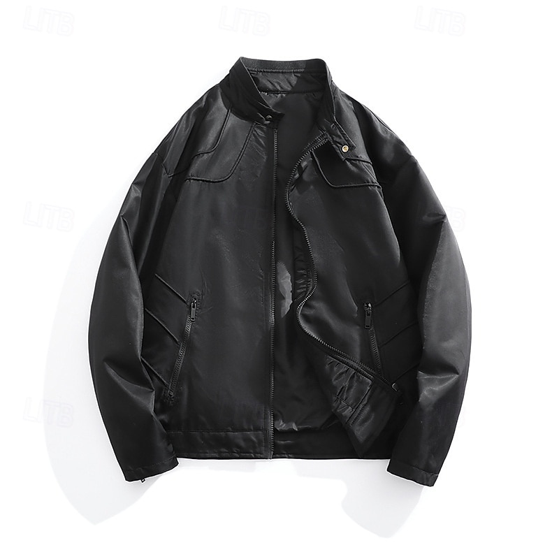 Men's Hiking Jacket Cargo Jacket Outdoor Windproof Windbreaker Jacket Traveling Black Light Black