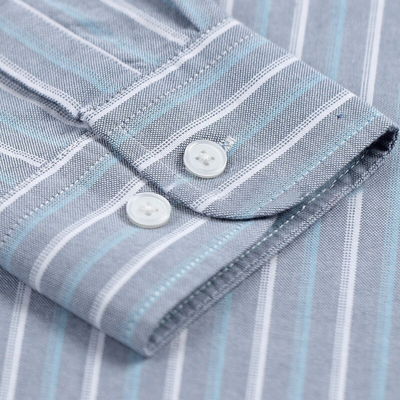Men's 100% Cotton Oxford Shirt grey blue Light Green Pink Purple Long Sleeve Striped Button Down Collar School Wedding Buttons Clothing Apparel Neutral Fashion Daily3