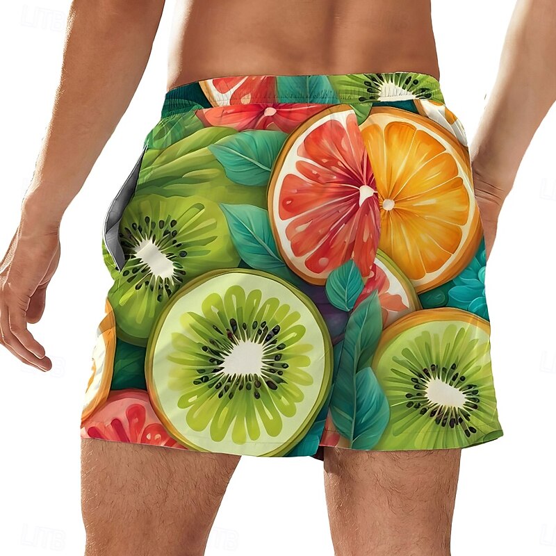 Men's Fruit Print Swim Trunks Swim Shorts Board Shorts Mid Waist Streetwear Hawaiian Casual Daily Holiday Pocket Drawstring Elastic Waist Designer Clothing Apparel3