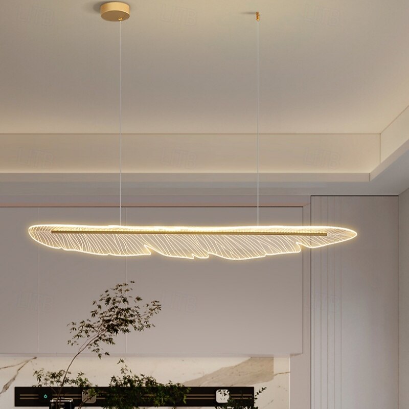 Feather Electroplated Pendant Light Stepless Dimming Pendant Light Metal Modern Nordic Style 120cm 220-240V