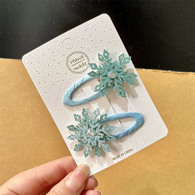2 Pieces Kids Girls' Hair Accessories Active Sweet Party Birthday Snowflake White Pink4