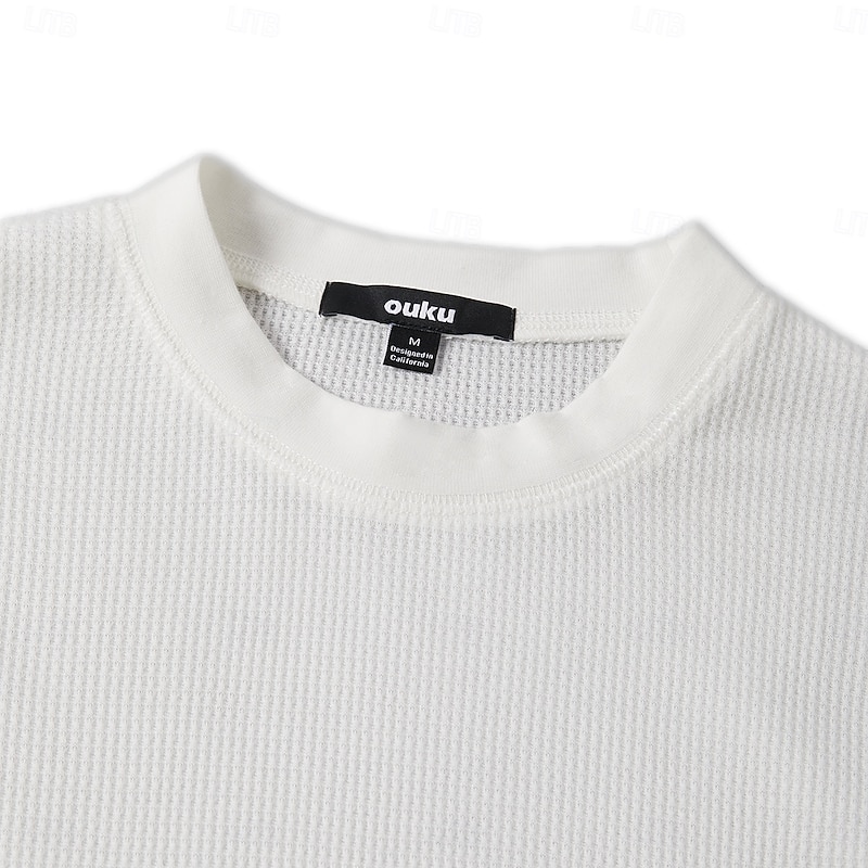 Men's Waffle T-shirt T Shirt Tee Top Long Sleeve Shirt Long Sleeve Crew Neck Spring &  Fall Plain Fashion Designer Basic Vacation Street Going out Army Green White Navy Blue Top Tee for Men4