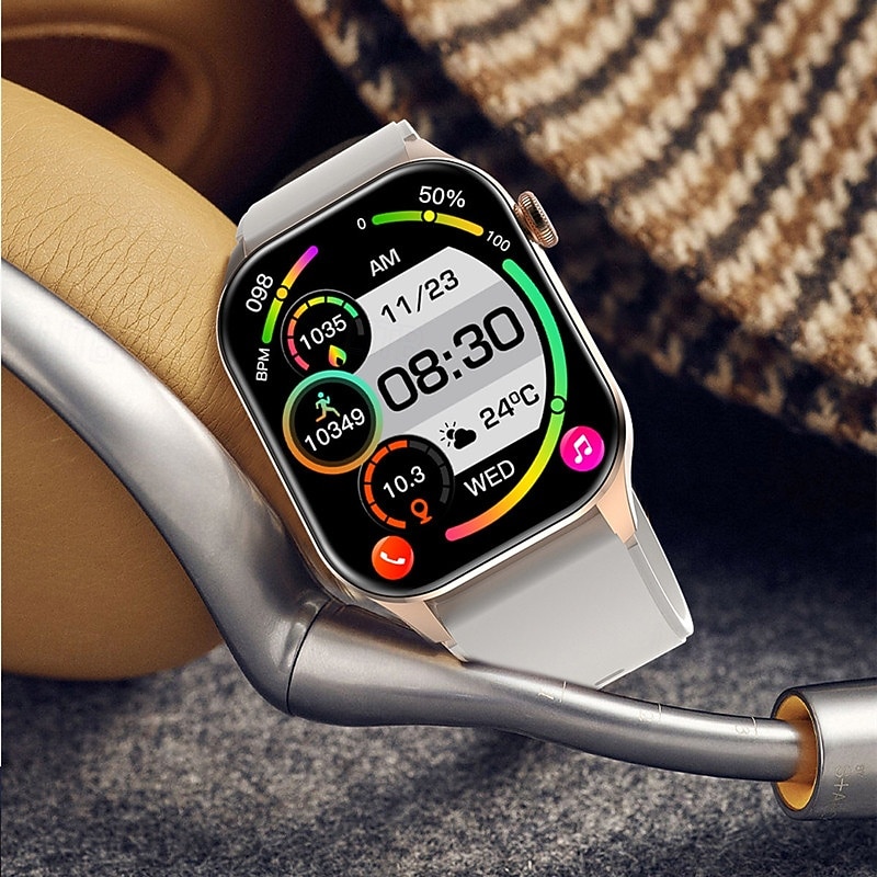 Smartwatch 2-Inch OLED Screen Bluetooth Call Voice Assistant Heart Rate And Blood Glucose Monitoring Waterproof Bluetooth Call Non-Invasive Blood Glucose Measurement Blood Component Measurem