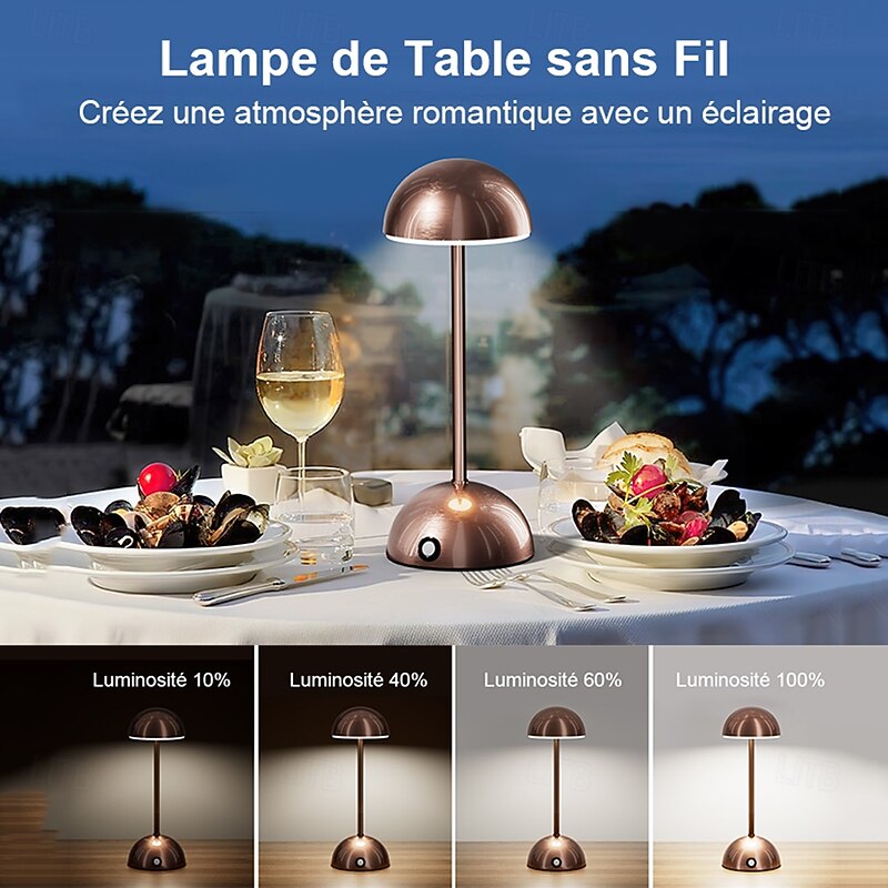 Retro Metal Desk Lamp - Wireless USB Charging Touch Bedside Light for Home Living Bedroom 1PC2