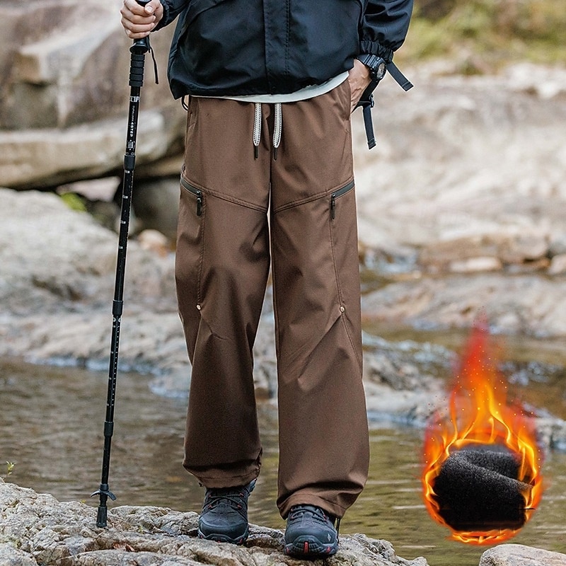 Men's Cargo Pants Hiking Pants Trousers Tactical Pants Military Winter Outdoor Regular Fit Fleece Lining Waterproof Quick Dry Pants / Trousers Black Brown Hunting Climbing Camping / Hiking / Caving M