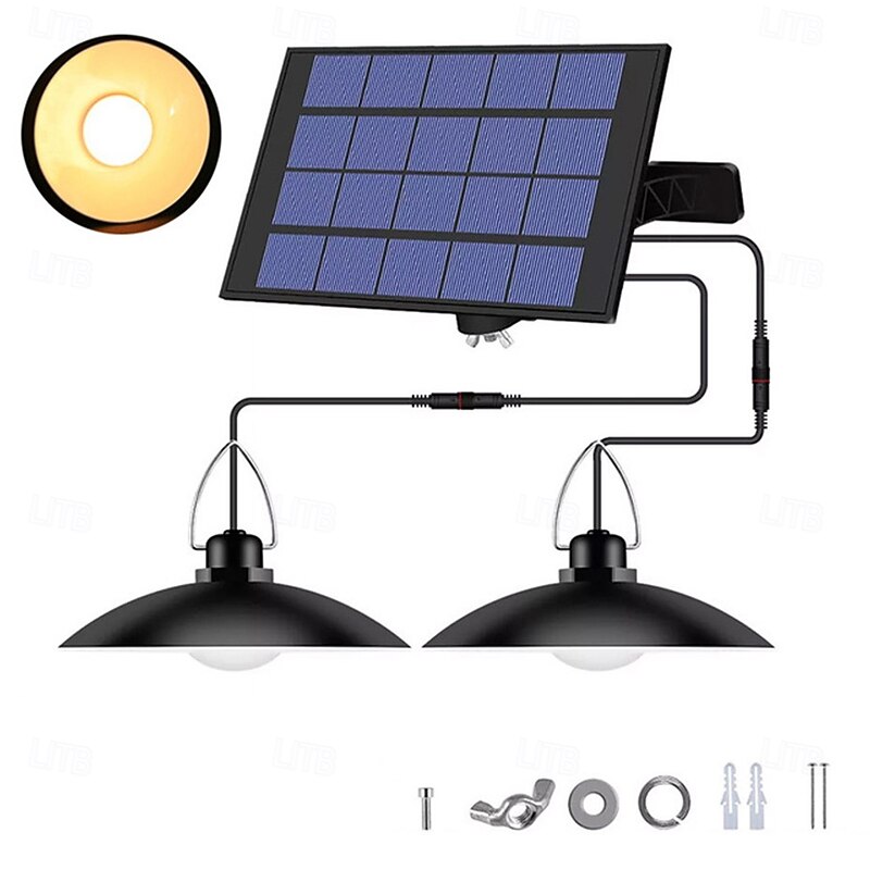 Solar Pendant Light Outdoor Waterproof LED Lamp Chandelier Decorations with  for Indoor Shed Barn Room4