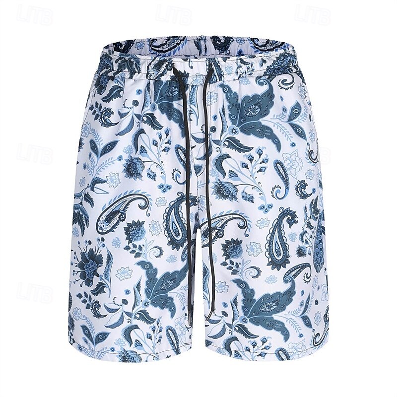 Men's Swim Trunks Swim Shorts Board Shorts Bathing Suit Drawstring with Pockets Swimming Surfing Beach Water Sports Floral Printed Summer Spring3