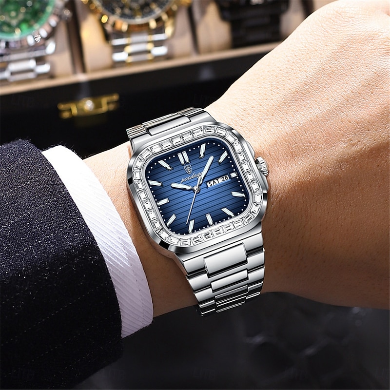 Men Quartz Watch Minimalist Fashion Casual Business Luminous Calendar Date Week Waterproof Steel Watch3