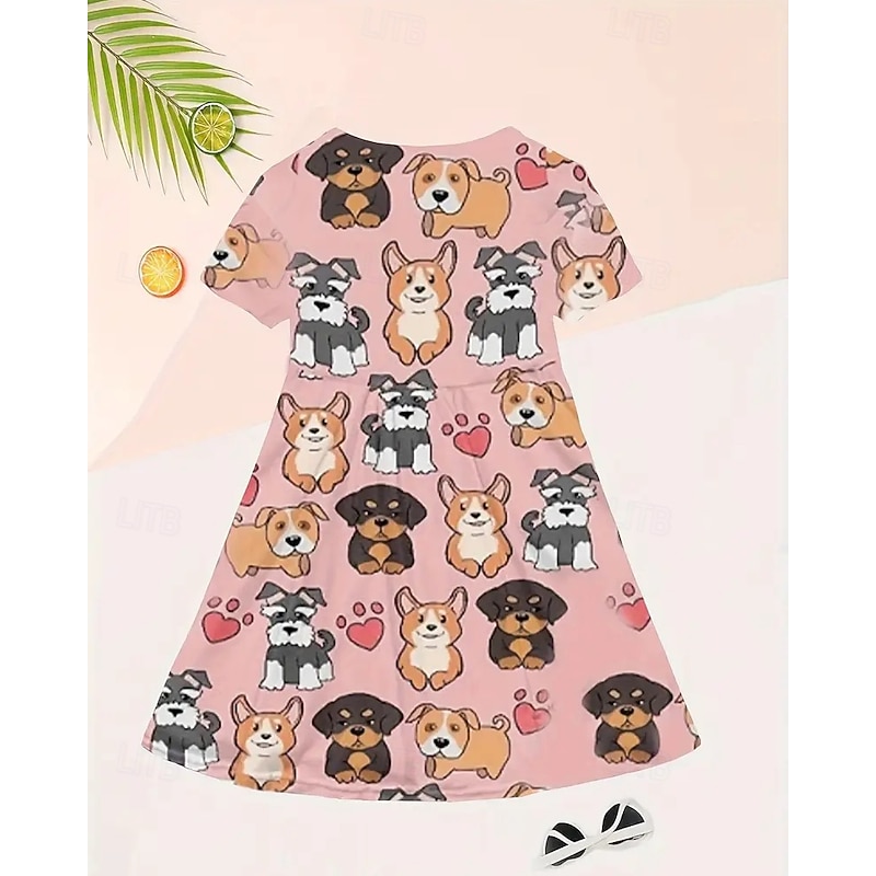 Girls' 3D Graphic Dog Dress Long Sleeve Summer Spring Vacation Daily Holiday Princess Beautiful Sweet Kids 4-12 Years Casual Dress A Line Dress Knee-length Regular Fit2