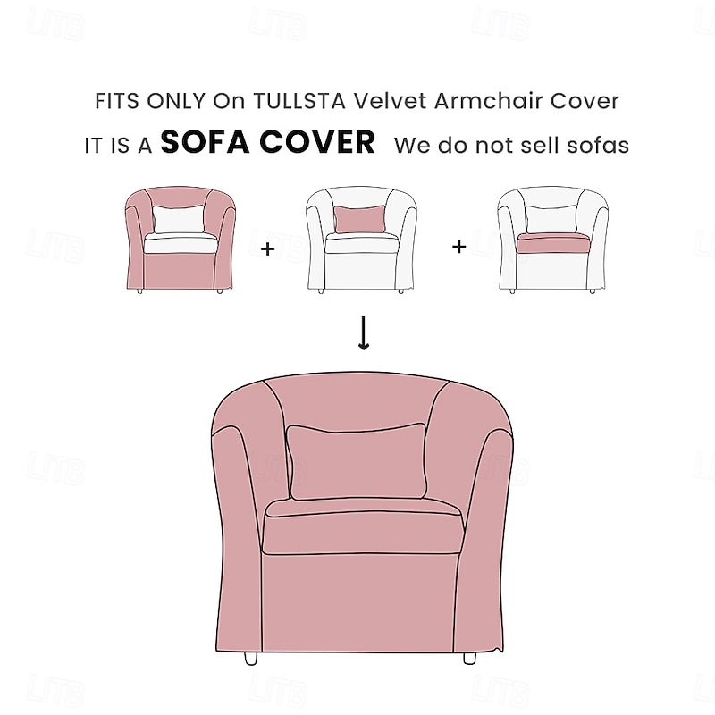 Velvet Armchair Cover Solid Color Quilted Velvet Slipcovers TULLcover LITB PRIME cover2