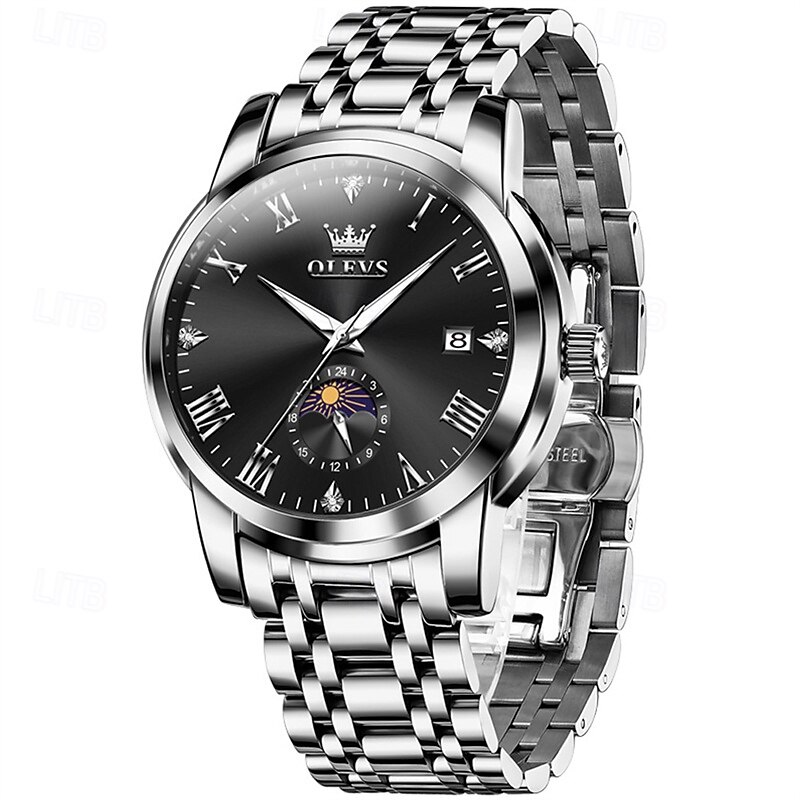 New Olevs Men'S Business Watch Decorative Calendar Luminous Moon Phase Display Multi-Functional Quartz Watch Waterproof Sports Leisure Men'S Watch4